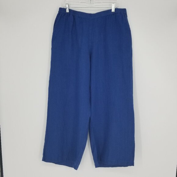 Gudrun Sjoden Linen Wide-leg Pants -L- Blue - Scandi, Lagenlook, - Picture 1 of 6